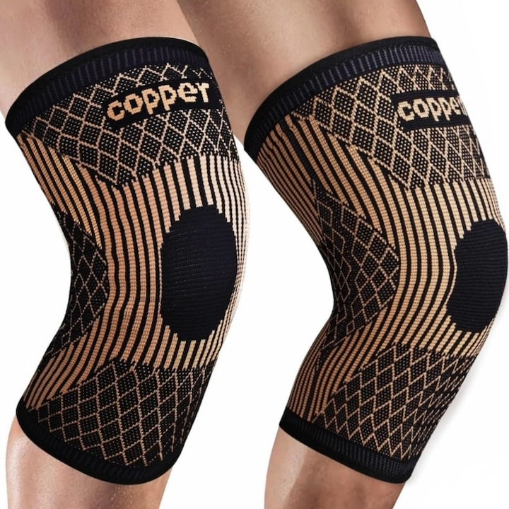 Set Genunchiera Elastica cu Fir de Cupru 1 + 1 Cadou, Reduce Durerea, Orteza Genunchi de Compresie Recuperare Artrita,  Marime Unica, Unisex