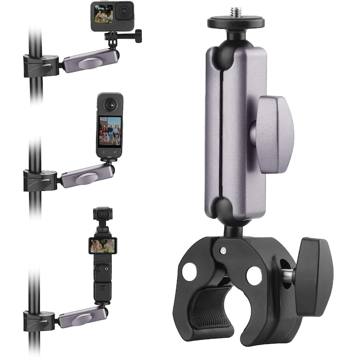 Suport motocicleta GoPro  camera de actiune  rotire 360°  aluminiu  compatibil cu Insta360/X3/Hero 14 13 12 11 10 9