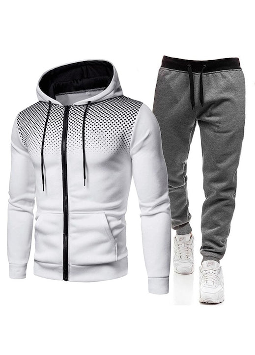 OEM - Men's Hoodie and Tracksuit Bottoms White/Dark Grey 12 interest-free installments