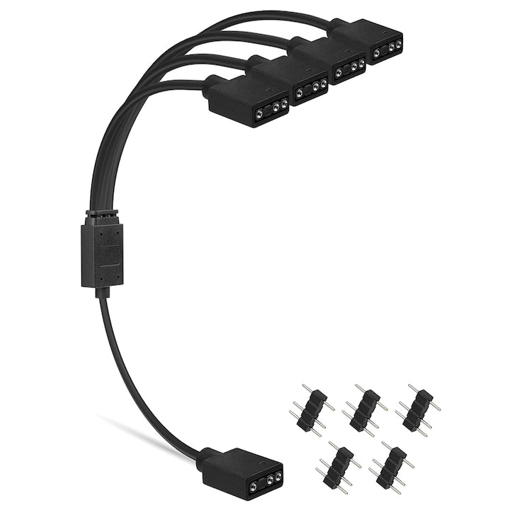 ARGB Splitter Cable 1 to 4, 5V, 3-pin, 30cm, Black