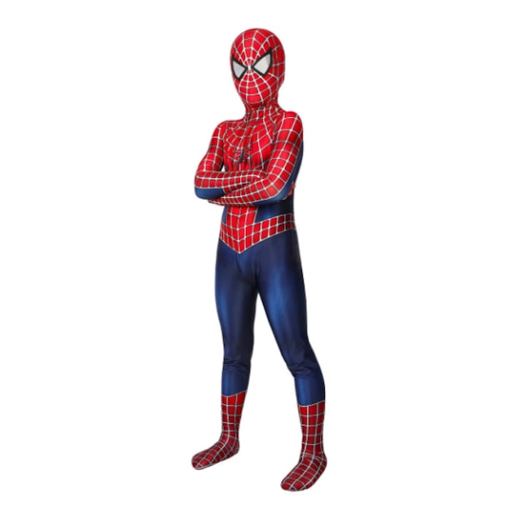 Costum carnaval copii Spiderman  mulat  lycra  albastru  3-4 ani