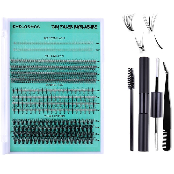 False eyelashes set Rqiurpn 30D 40D Natural look 3D effect With included adhesive and tweezers Reusable suitable for beginners for home wear Artificial fiber Black