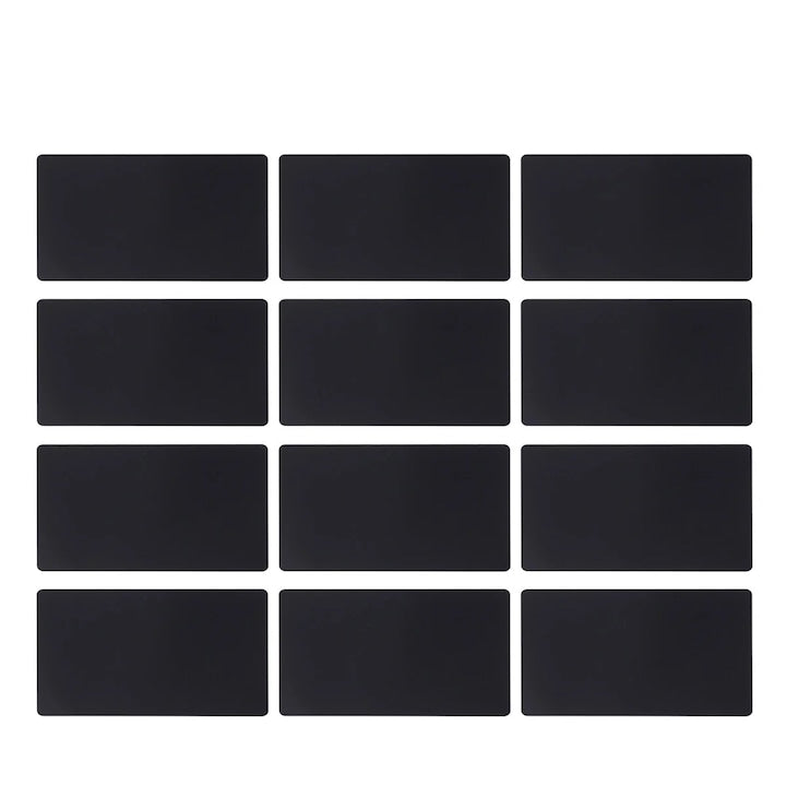 Set of 50 thin anodized aluminum plates 8.50x5.50x0.02cm black for CNC engraving