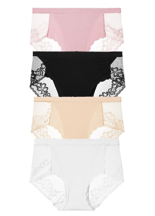 OEM - Set chiloti femei cu dantela  Alb/Negru/Bej/Roz