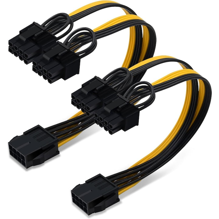 2-Pack PCI-E 8-pin to Dual 8-pin (6+2) Power Cable Splitter, 23cm