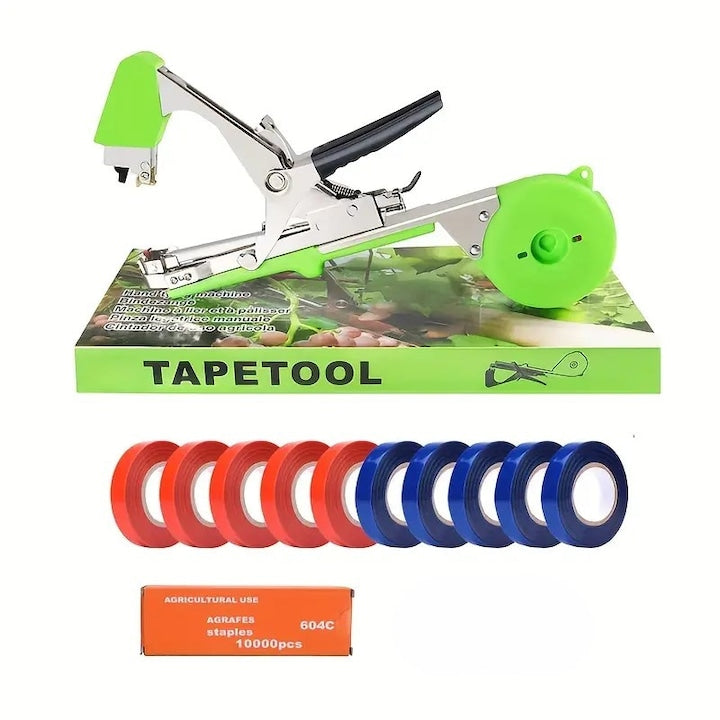 Set Aparat de legat plante cu 10 role banda legat  10 000 de capse– ajutorul ideal pentru gradinari eficienti