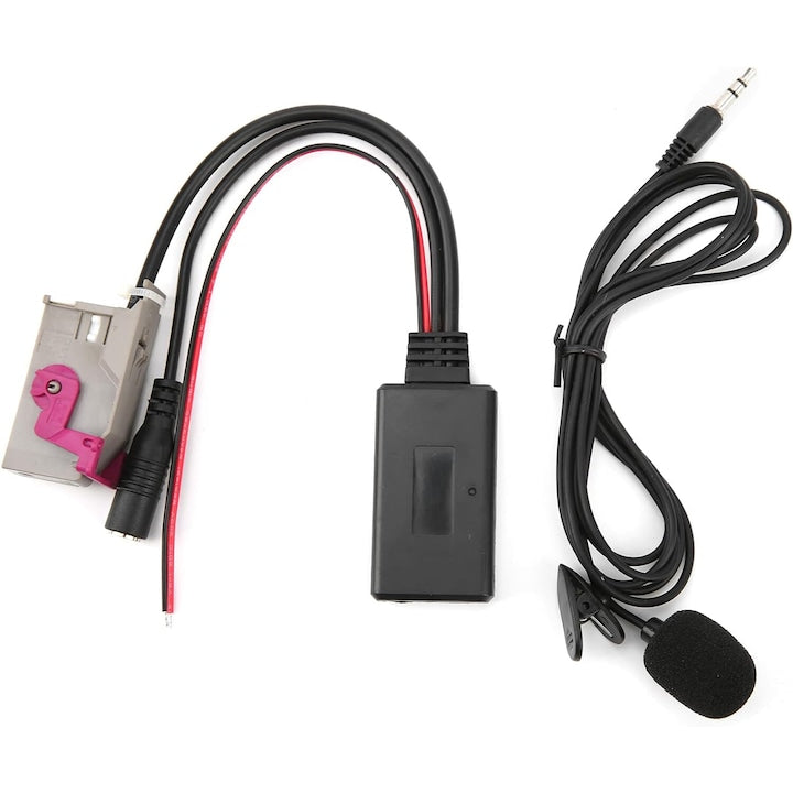 Bluetooth 5.0 32-PIN Adapter with Microphone for Music and Calls, AUX-in compatible with Audi A3 A4 A8 TT R8 Seat RNS-E, 12V, Black