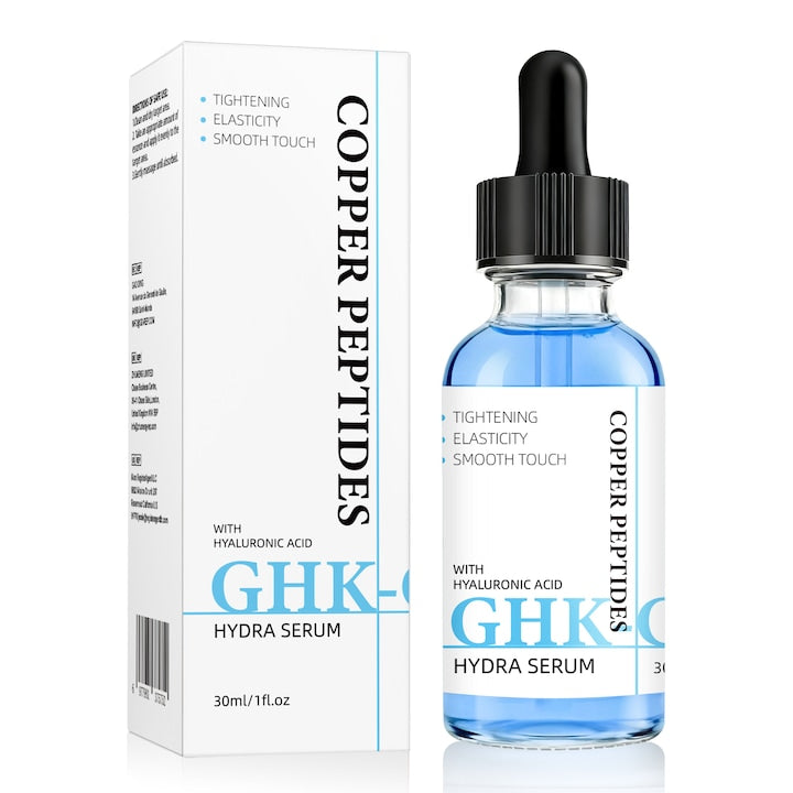 Serum cu peptide de cupru Fencodew  GHK-CU  30ml  acid hialuronic  textura usoara  pentru toate tipurile de ten