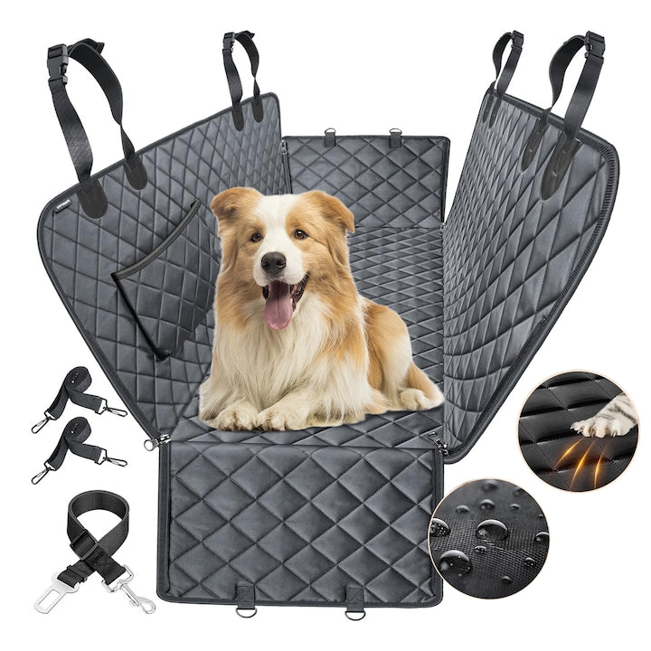 JFYU Car Seat Cover for Pet Protection and Transport - Professional Car Cover for Pet Protection and Transport, Suitable for All Car Types, Prevents Scratches and Pet Slipping - Anti-slip - Waterproof - 137x147 cm - Black