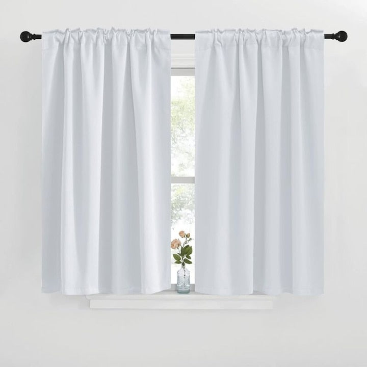 Perdele scurte set 2 bucati  albe  76x60cm  pentru feronerie cu diametru de 2.5cm