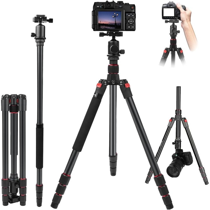 Trepied 2 in 1 monopied 43-152 cm  cu cap bila 360°  3 suruburi mama 1/4"  placa cu eliberare rapida si suport telefon  sarcina utila 10 kg