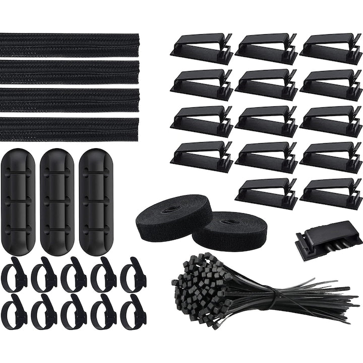 Kit organizare cabluri  WALALLA  134 Piese  Negru