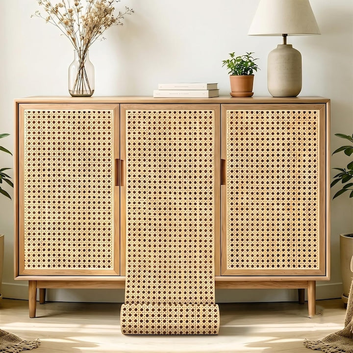 Tapet autoadeziv model impletitura ratan  44x300cm  grosime 3mm  PVC impermeabil anti-pete  perete si mobilier