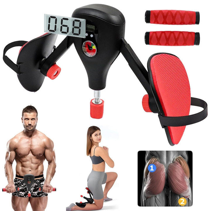 Thigh Training Device, Inner Thigh Exercise Machine with Adjustable Resistance and Foot Straps, Pelvic Floor Kegel, Hip Arm Workout
