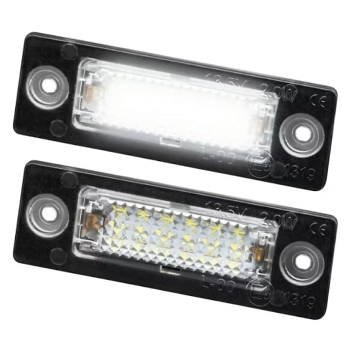 Set 2 Lampi LED Numar  Compatibile VW Touran  Caddy  Golf 5 Plus  Passat B5.5 Variant/Break  Transporter  Jetta  Skoda MK1  Lampi Numar Inmatriculare Cu LED  CANBUS Fara Eroare De Bec Ars In Bord  Instalare Plug & Play