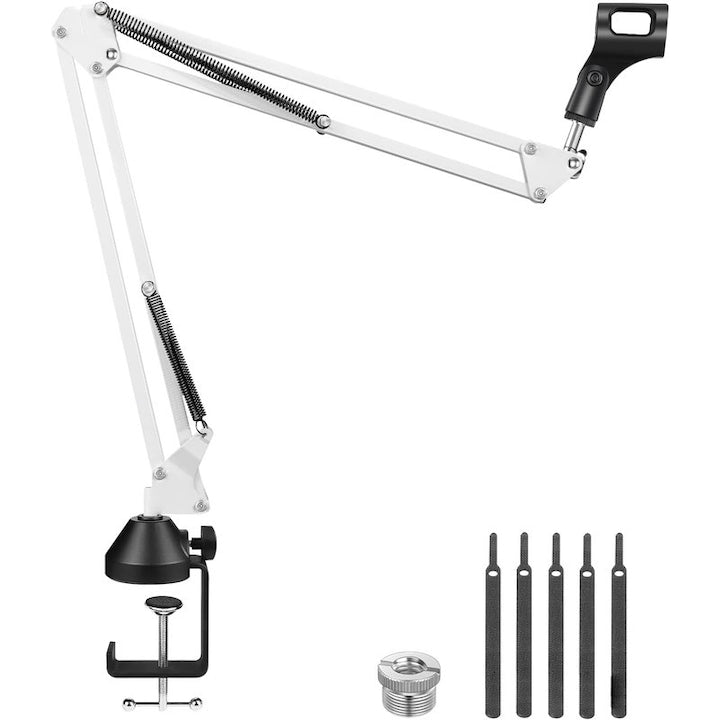 Microphone Boom Arm Stand with Mounting Accessories Walalla Compatible Blue Yeti Snowball/Yeti X Quadcast 1.5 kg White/Black