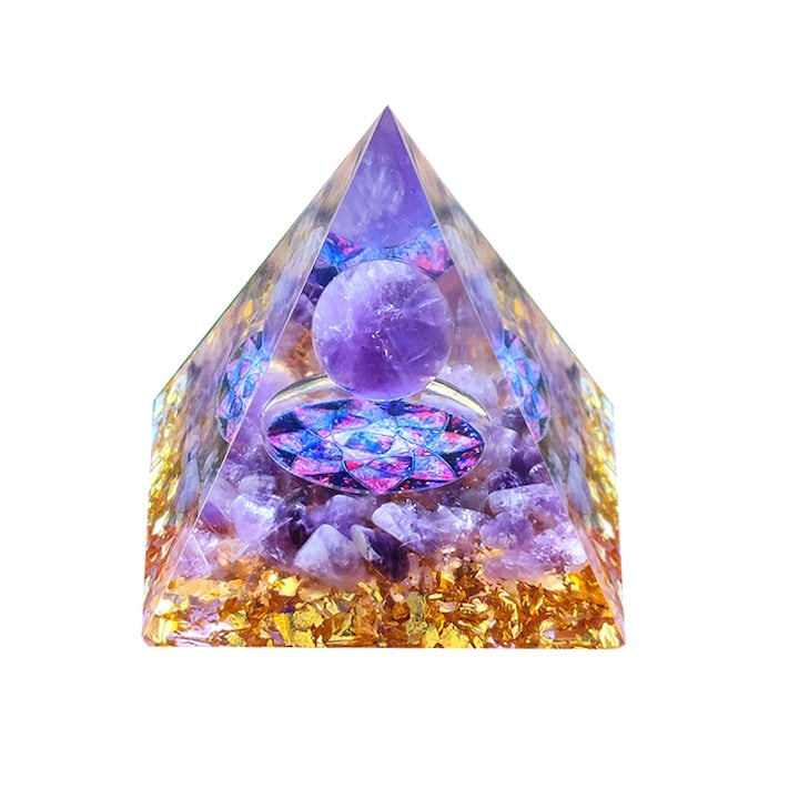 The ZOUN amethyst pyramid helps maintain psychological balance, being made of natural resin and obsidian. It is suitable for meditation, improving clarity of thought, stress relief, and yoga practice.