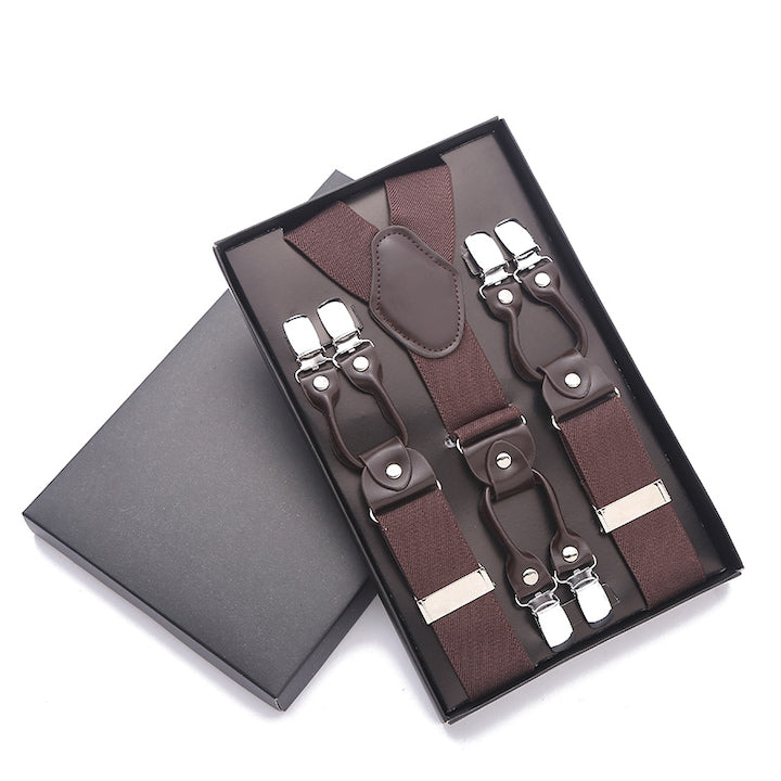 Bretele barbati  piele/poliester/metal  clema rezistenta  adulti  unisex  Maro