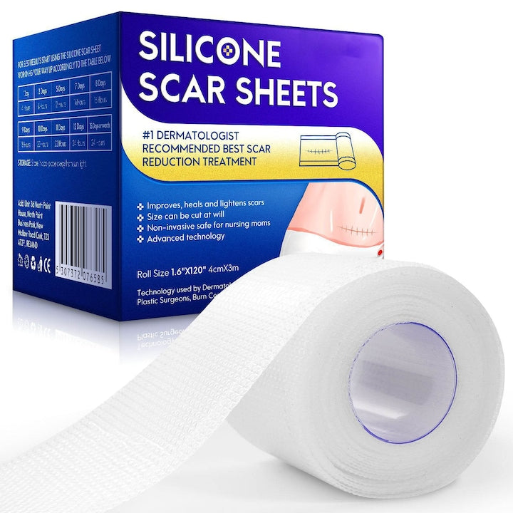 Plasturi pentru diminuarea si vindecarea cicatricilor  Banda cicatriciala din silicon reutilizabila pentru cheloid  chirurgie  arsura  acnee  Silicon  4cm x 300cm  OUYLAF  Nude