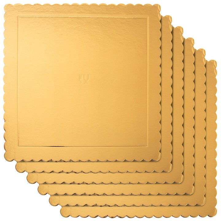 Set 6 Suporturi Pentru Torturi  Orion  34x34 cm  Aurii  Patrate  Duble  Rezistente  Practice