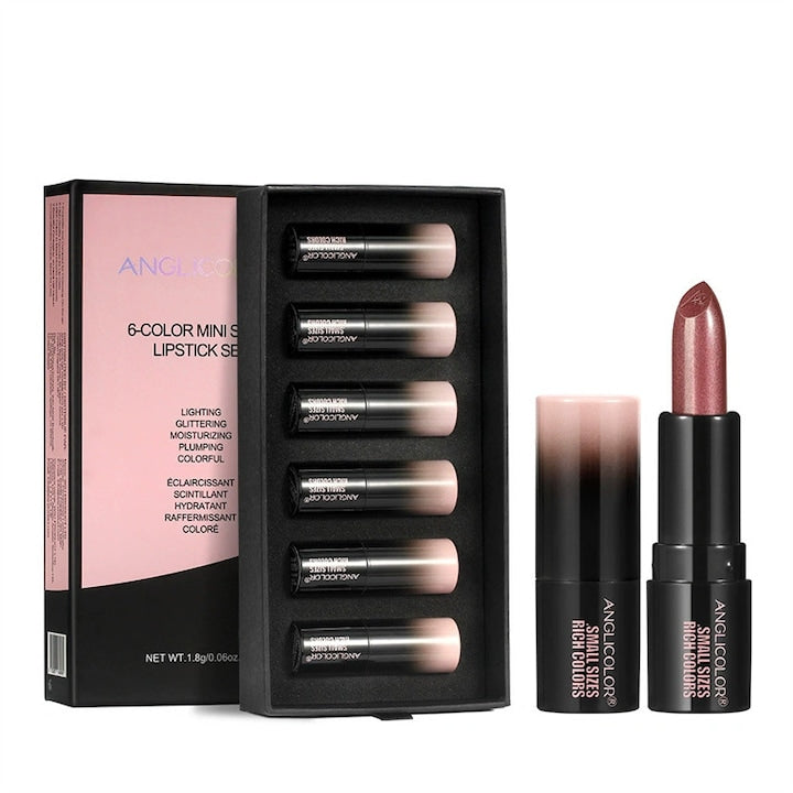 Set ruj sidefat  rezistent la apa de lunga durata  6 piese  multicolor