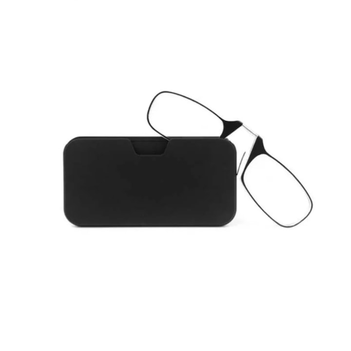 Foldable and Telescopic Reading Glasses, Armless, Portable, Black, Diopter +1.5