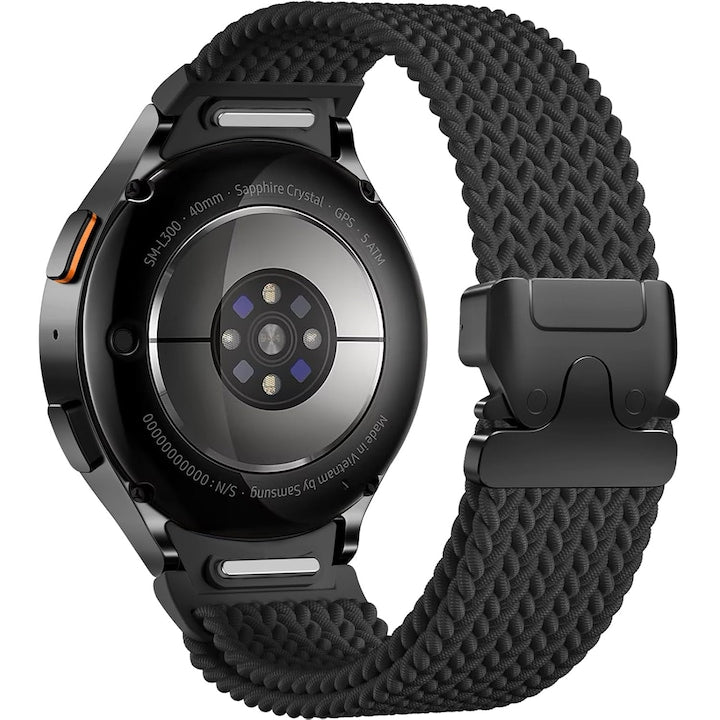 Watch strap for Huawei Watch GT GT2 GT3 GT4 GT5 Samsung Galaxy Watch 3 or any smartwatch with 22 mm strap width, adjustable, elastic nylon, Black