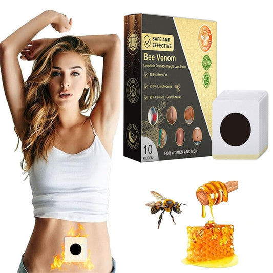 Plasture modelator corporal  cu venin de albine  extracte de ghimbir si menta  ingrediente 100% naturale  arderea grasimilor  imbunatatirea circulatiei  detoxifiere si drenaj limfatic  10 bucati