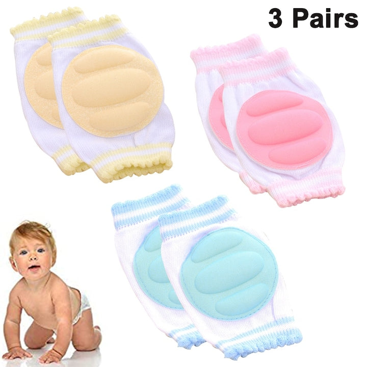 Set of 3 pairs of non-slip baby knee pads 13x34cm