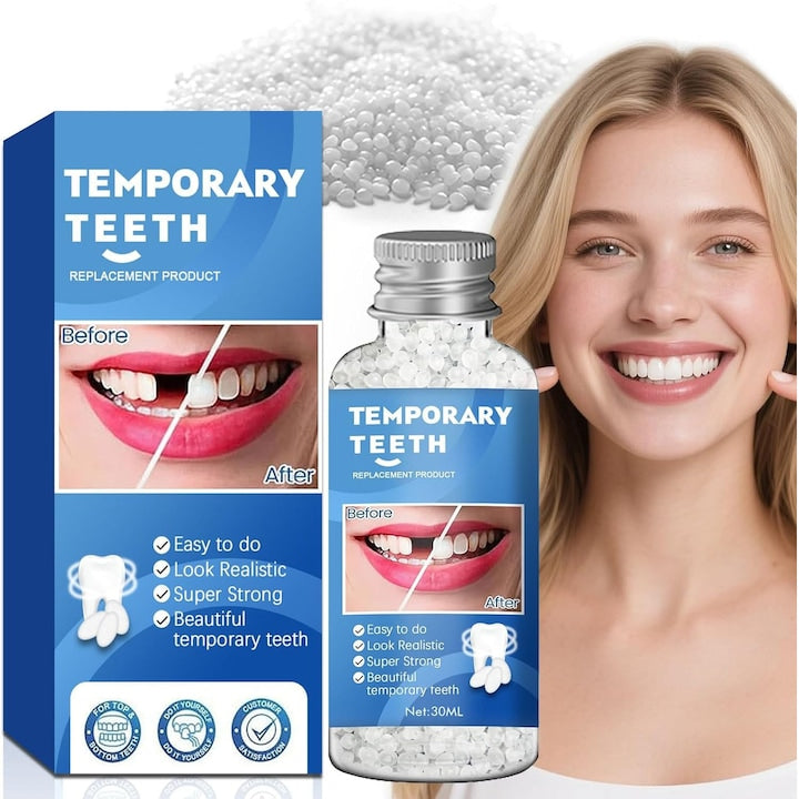 Kit de restaurare dentara  Fain Mioritic®  sfere modelabile pentru proteze dentare  potrivit pentru proteze DIY pentru dinti lipsa sau rupti. Ofera restaurare temporara  usor de utilizat  repararea dentara poate fi finalizata acasa in doar 5 minute