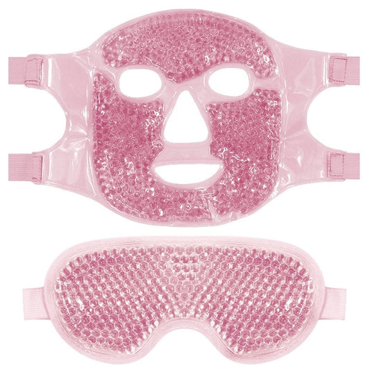 Masca de fata si ochi cu gel rece sau caldut pentru reducerea umflaturilor si cearcanelor  LXNZUHN  ideal pentru relaxare  alinarea durerilor de cap si ingrijirea pielii  spa facial  ajustabila  30x20cm  roz