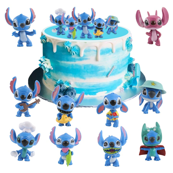Set of 10 Stitch figures Lilo & Stitch Tart figure collectible Stitch figures Lilo & Stitch cake decorations Blue PVC 3 years+