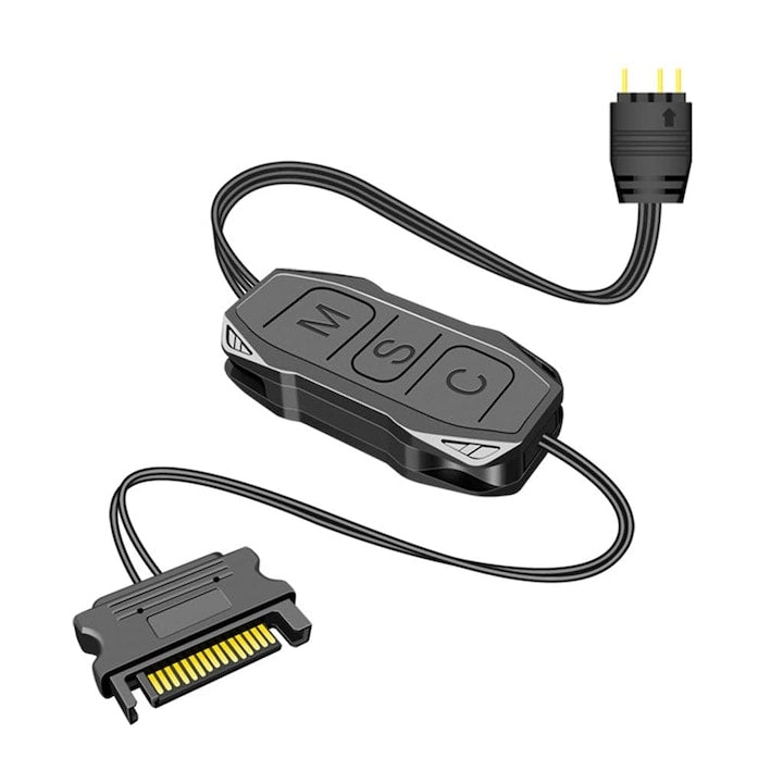 Controler ventilator ARGB  Hub  alimentat SATA  5V  3PIN  compact si portabil  negru