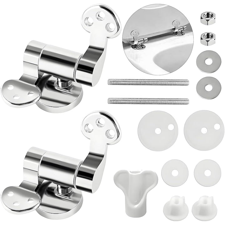 Toilet Seat Fittings, Toilet Seat Replacement Hinges with Fittings and Spare Parts for Most Wooden, Resin, MDF Toilet Seats, Easy to Clean