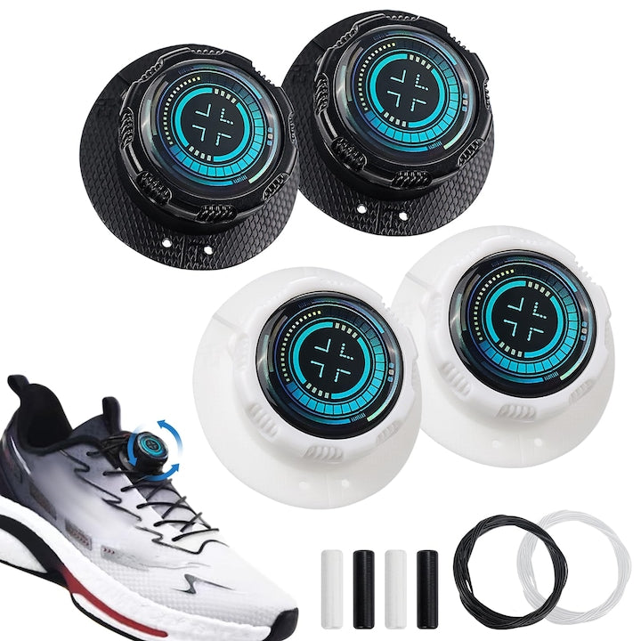Set 4 Sireturi Automate cu Autoblocare  PsAyl  eliberare rapida  180cm  Negru/Alb