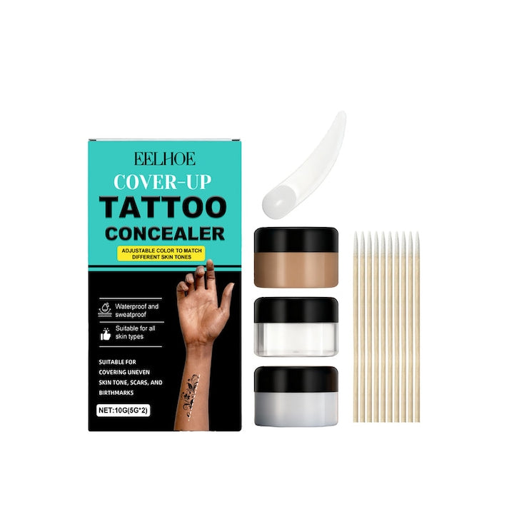 EELHOE Set Corector pentru Tatuaje  cu Polidimetilsiloxan si Sulfat de Magneziu - Acoperire Intensa  Pentru Toate Tipurile de Ten  Usor de Amestecat  Textura Rezistenta