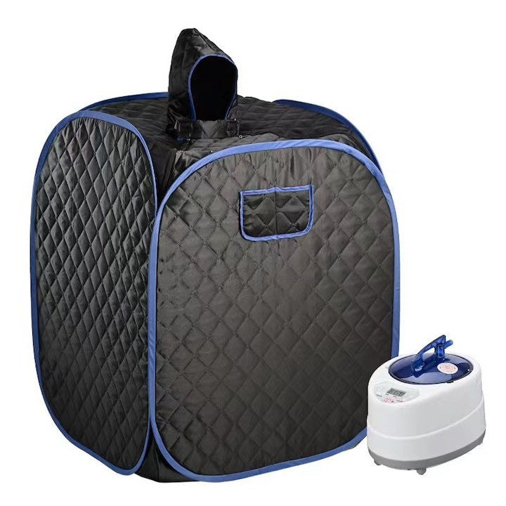 Sauna portabila  Rqiurpn  Generator de abur de 2L 1000W  Cronometru de 90 de minute  Design pliabil  Telecomanda inclusa  Pentru detoxifiere si slabire  Negru