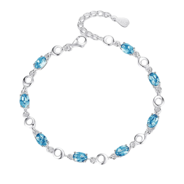 OEM - Large Blue Bracelet with Zircon S925 Silver White Gold 19CM