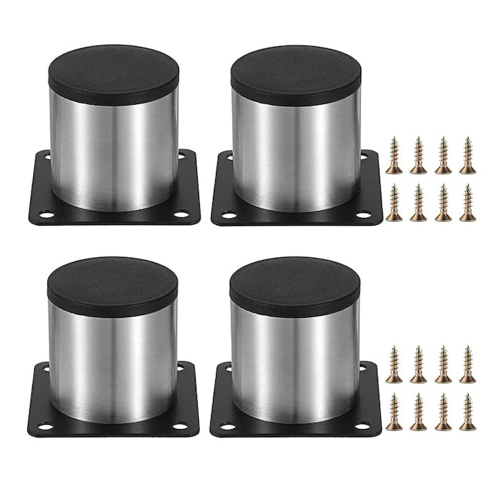 Set of 4 Silver Stainless Steel Furniture Legs 5cm x 6.5cm x 5cm