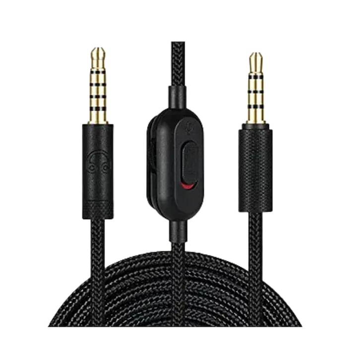 Cablu audio padforce pentru casti Logitech g433  g233  g-pro  g-pro x  cu volume control  lungime 2m  Negru