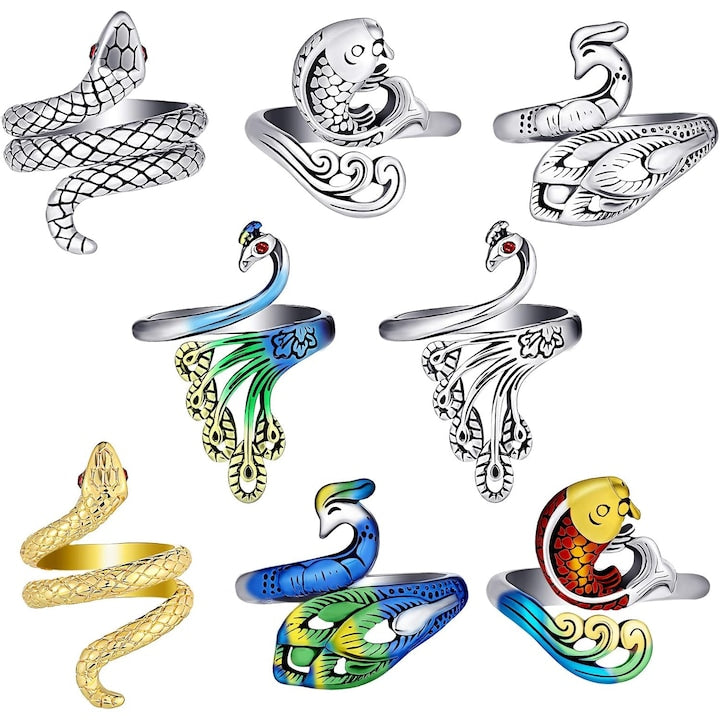 Set 8 inele crosetat  Ajustabile  Potrivit pentru femei  mame  bunici cadou  Multicolor