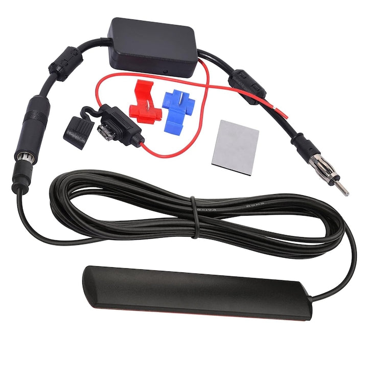 Set amplificator semnal radio AM/FM  adeziv  12V  Usor de instalat  Pentru masina  furgoneta  camion  Negru/Rosu  3 m