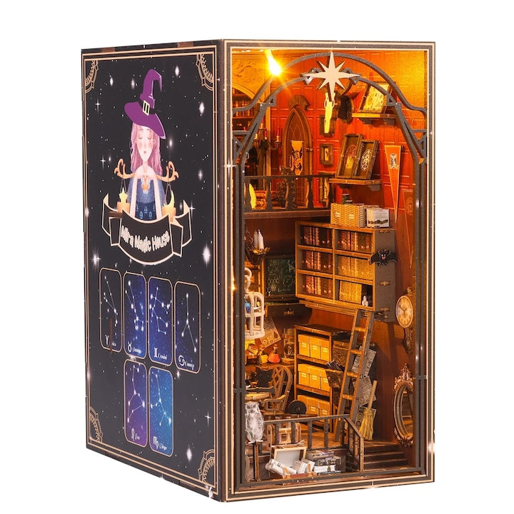 3D Puzzle WALALLA DIY Book Nook LED Light Magical House for Kids/Adults Brown