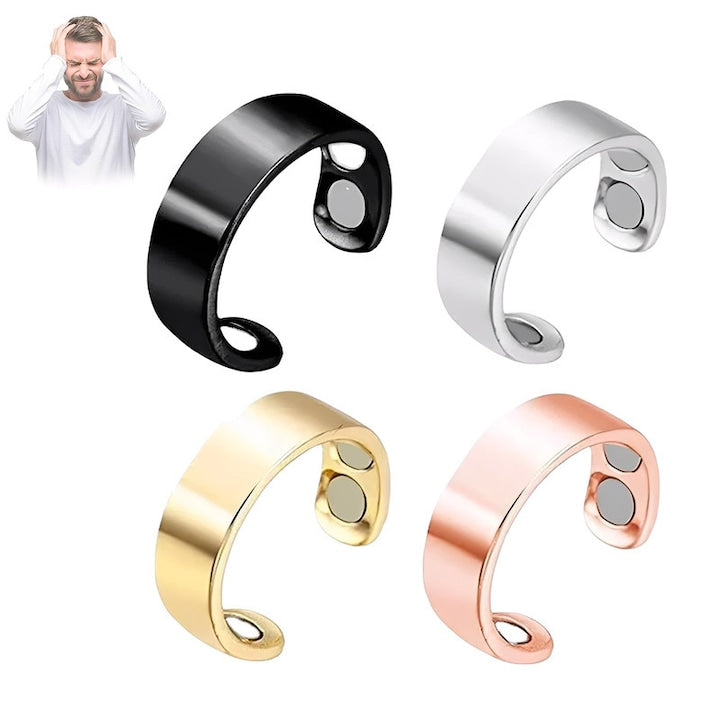 Set de inele magnetice de terapie TREXORA  electroplacate  ajustabile  unisex  4 piese  multicolor  pentru circulatie sanguina si reducerea stresului