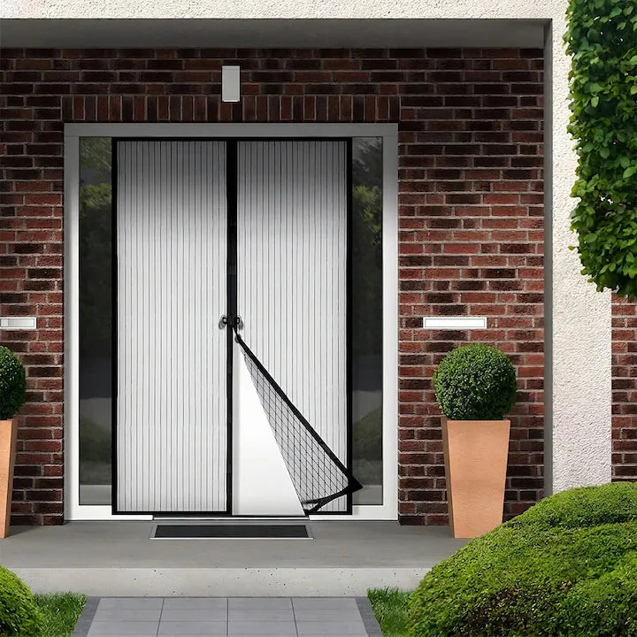 Plasa Anti Insecte pentru Usa cu Inchidere Magnetica 100 x 210 cm  Auto-Inchidere  Montaj Fara Gaurire  Negru