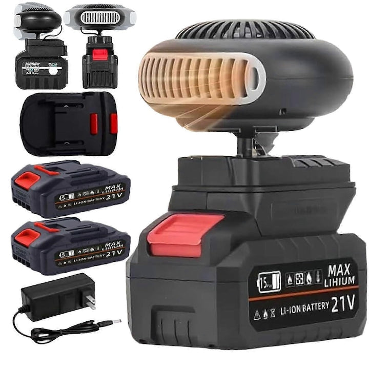 FR1-K0446-260710-452 Portable Heater, 1500mAh Rechargeable, Cordless, Fast Defrosting/De-icing for Windshields and Small Spaces, Black