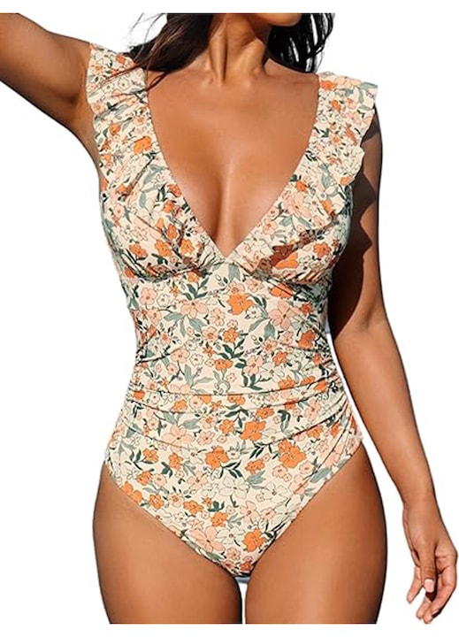 JENUOS - Costum de baie intreg  model floral  Multicolor  M