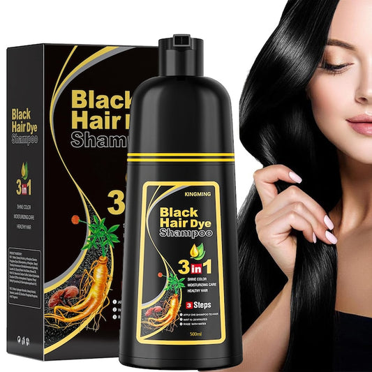Sampon 3 in 1 pentru Vopsirea Parului Negru  IIIMEIDU  100 ml  Acoperirea Parului Alb  Regenerare cu Ghimbir  pentru femei si barbati  culoare naturala din plante  instant  Negru