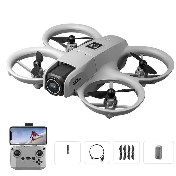 Drona cu camera  ORBER  camera dubla 4K-ESC  usoara si portabila  lumini orbitoare  mai multe trasee de fotografiere  transmisie foto in timp real WIFI  gri