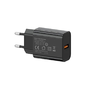 PRESTIGE Fast Charge USB QC 3.0 18W Mains Charger, Adaptive, Overload Protection, compatible with Samsung, iPhone, Black